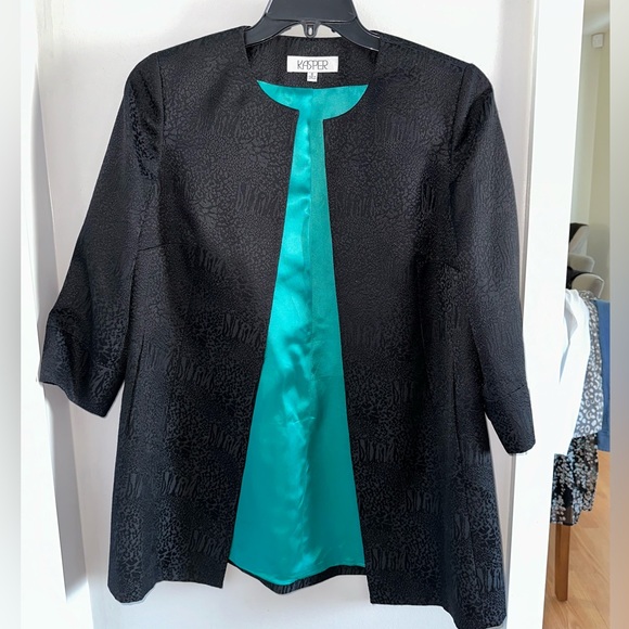 KASPER | Black animal print jacket, size 8 - Picture 1 of 3